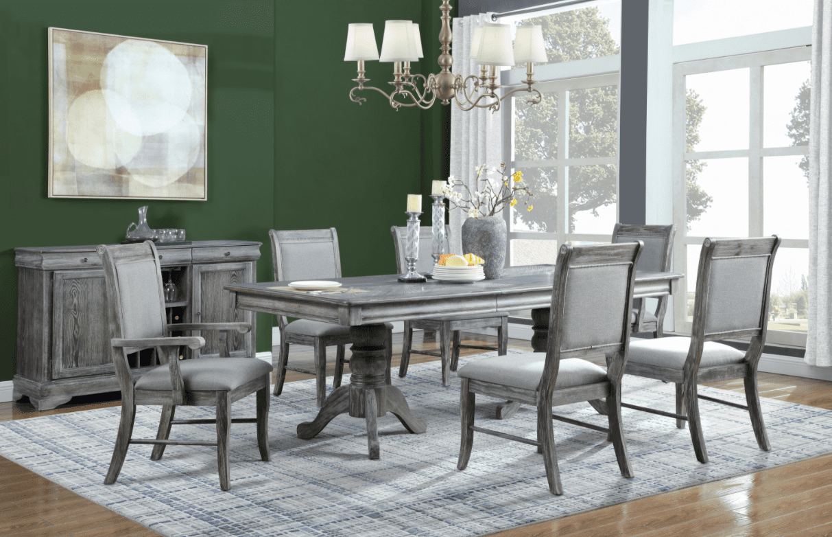 Darcy 5-piece rectangle dining set weathered ash and grey