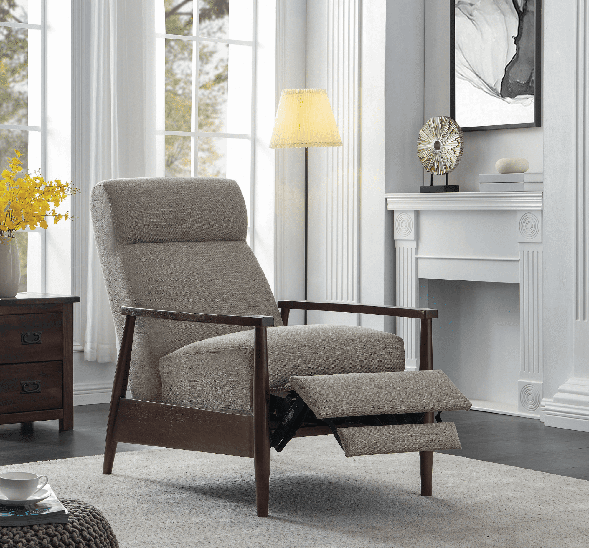 best recliners: Upholstered Push-Back Recliner in Cream