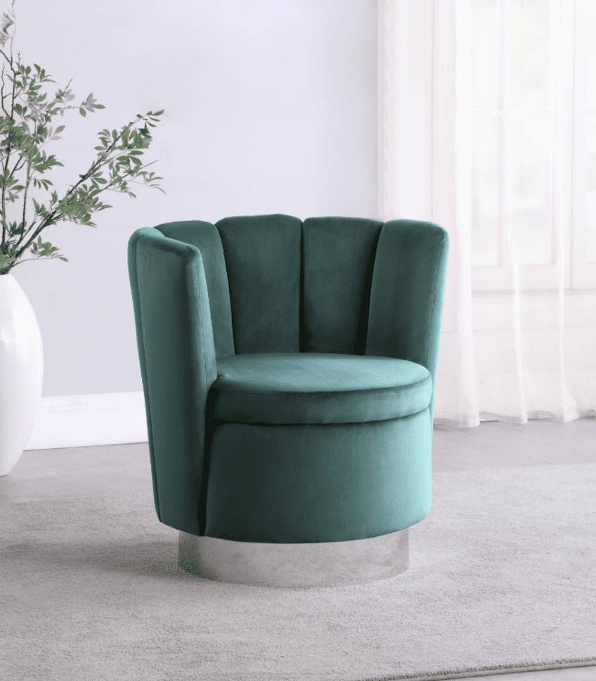 Channeled Tufted Swivel Chair Dark Teal And Chrome