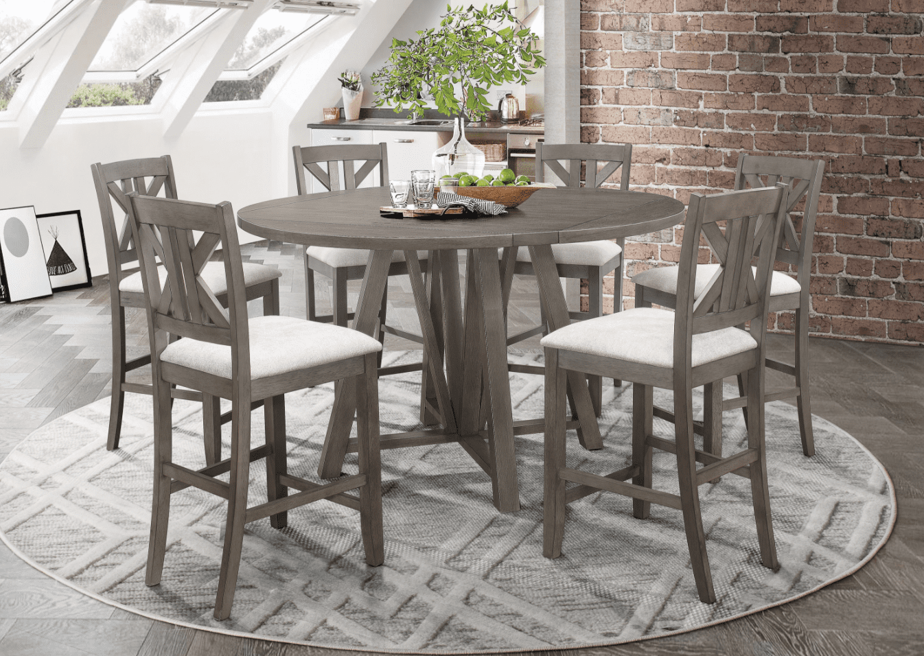 Athens 7-piece counter height dining set barn grey