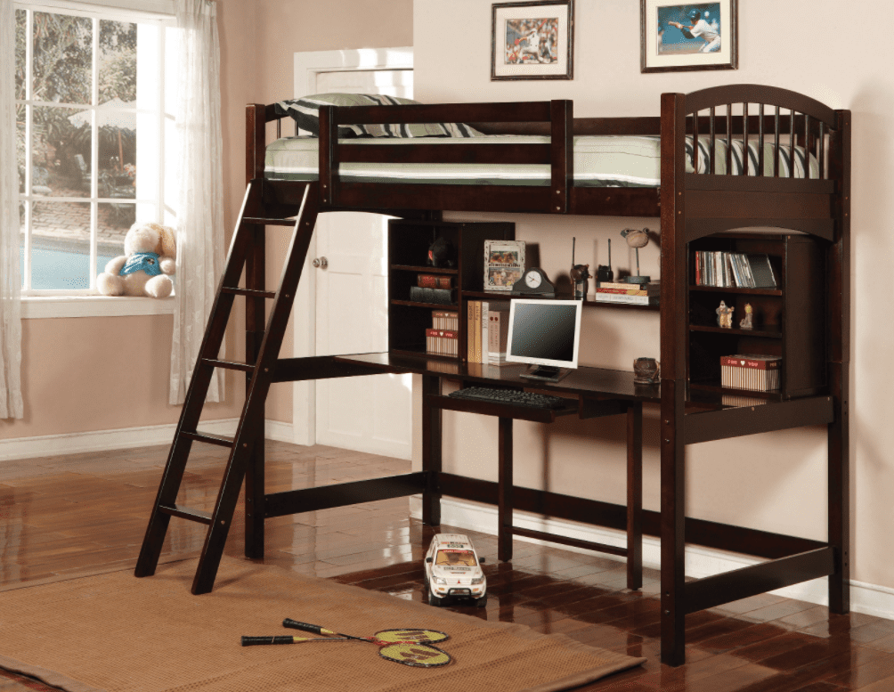 Perris twin workstation loft bed cappuccino