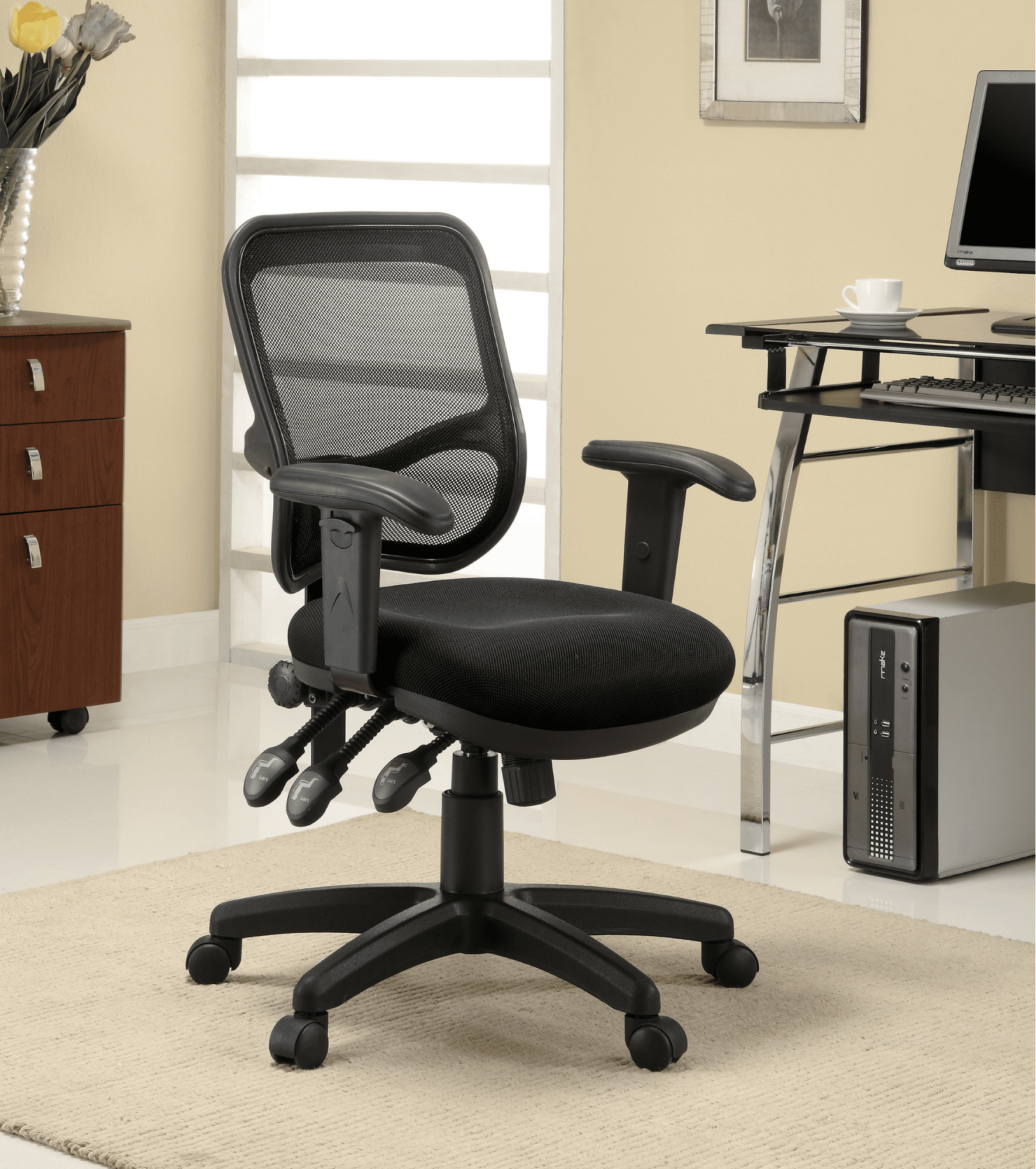 Modern home office: Adjustable height office chair black