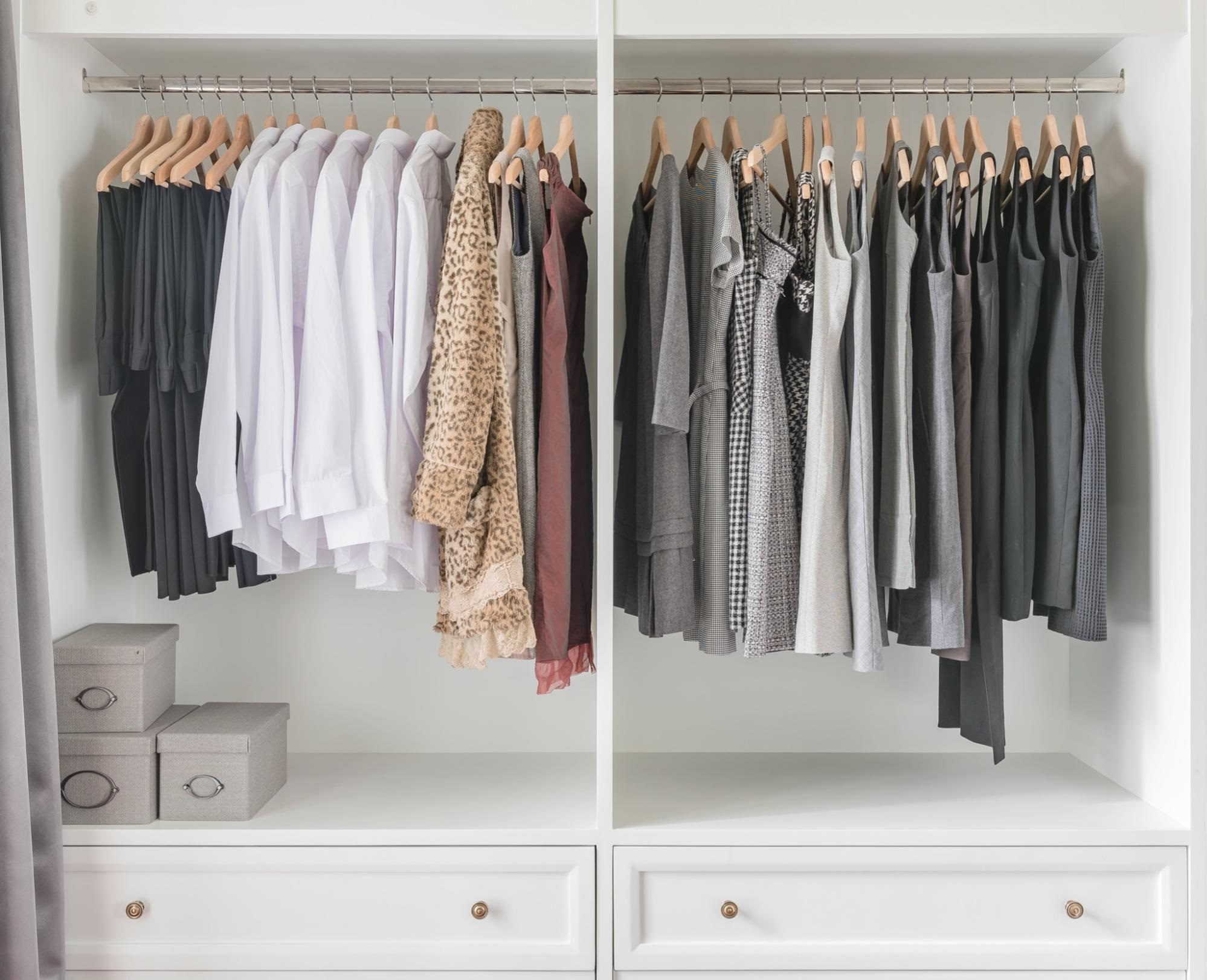 bookshelf ideas: Closet with clothes sorted by color