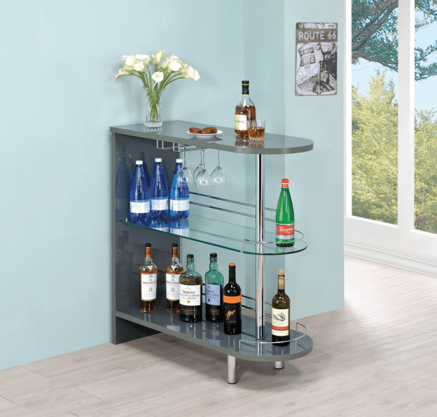 3-Tier Bar Table Glossy Grey And Clear