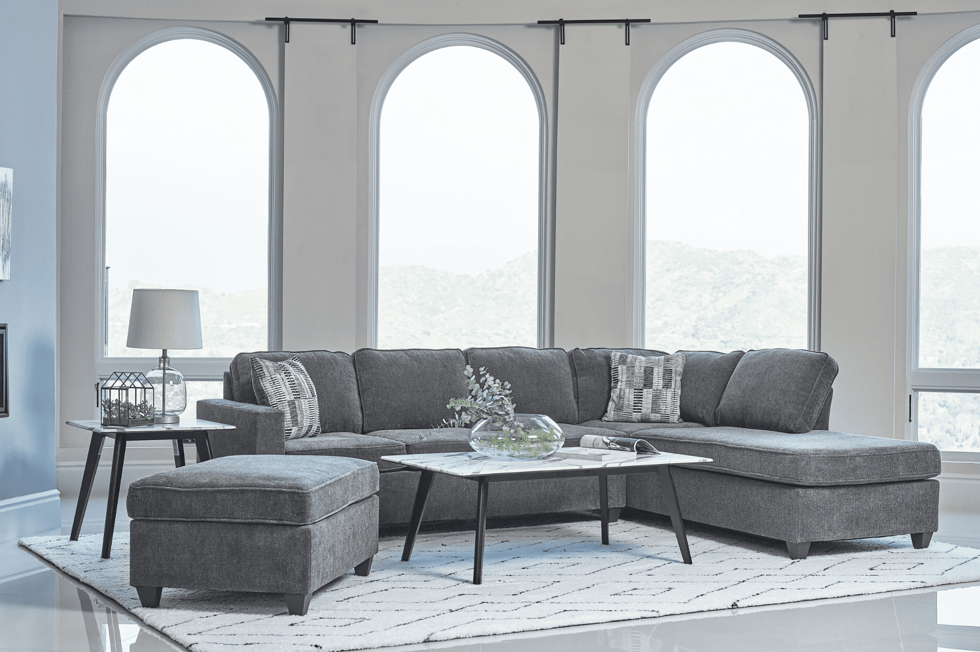 Mccord 2-piece cushion back sectional dark grey