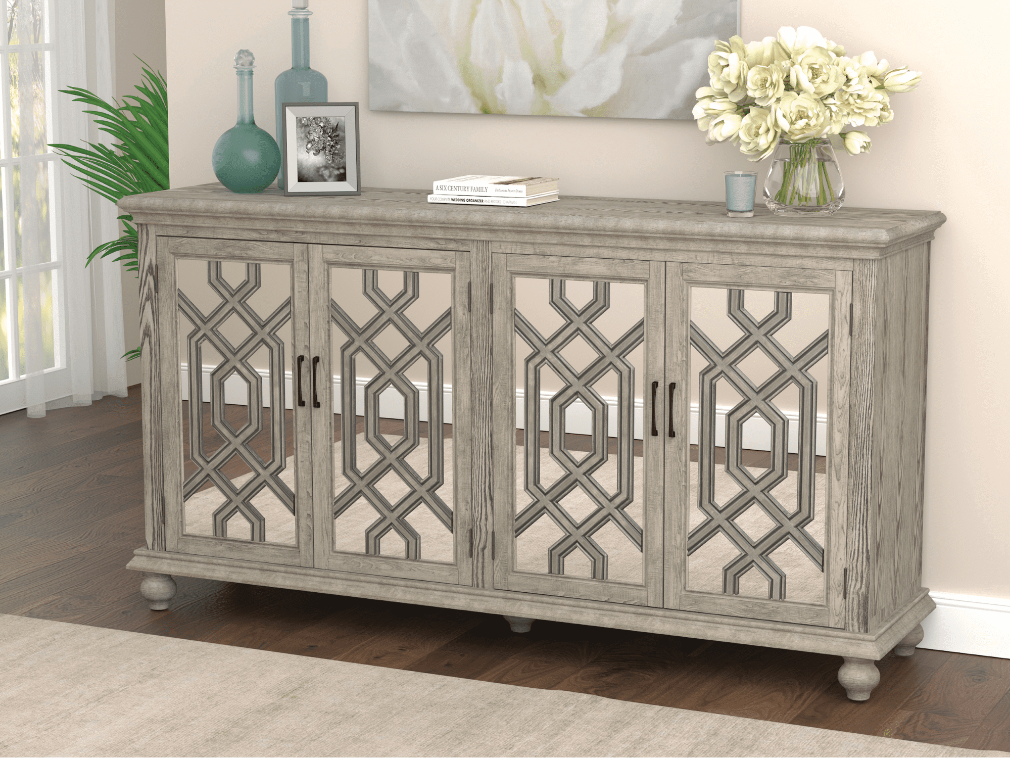 4-Door Accent Cabinet Antique White