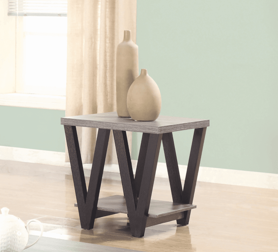 Higgins V-Shaped End Table Black And Antique Grey