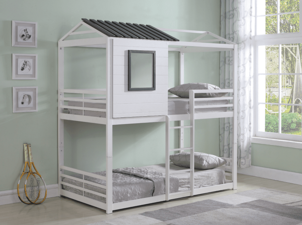 twin bunk beds: Belton house-themed twin over twin bunk bed white