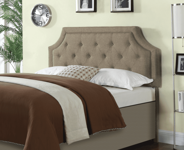 Rutherford queen and full tufted upholstered headboard mushroom