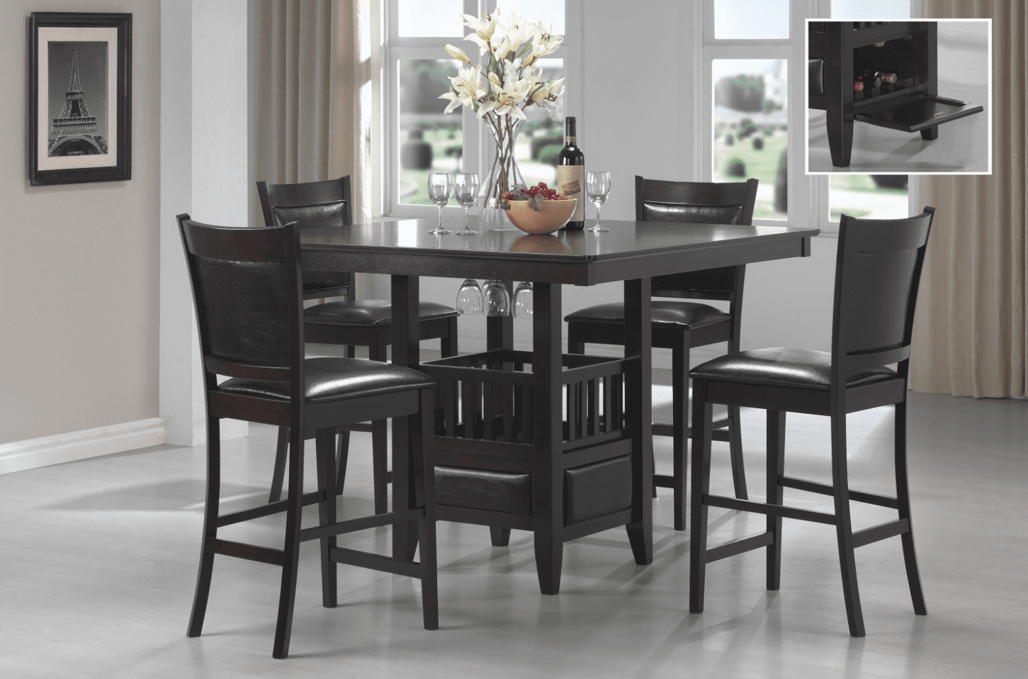 counter height dining set: Jaden square counter height table with storage espresso