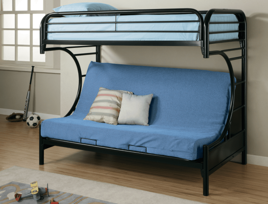 twin bunk beds: Montgomery twin over futon bunk bed glossy black