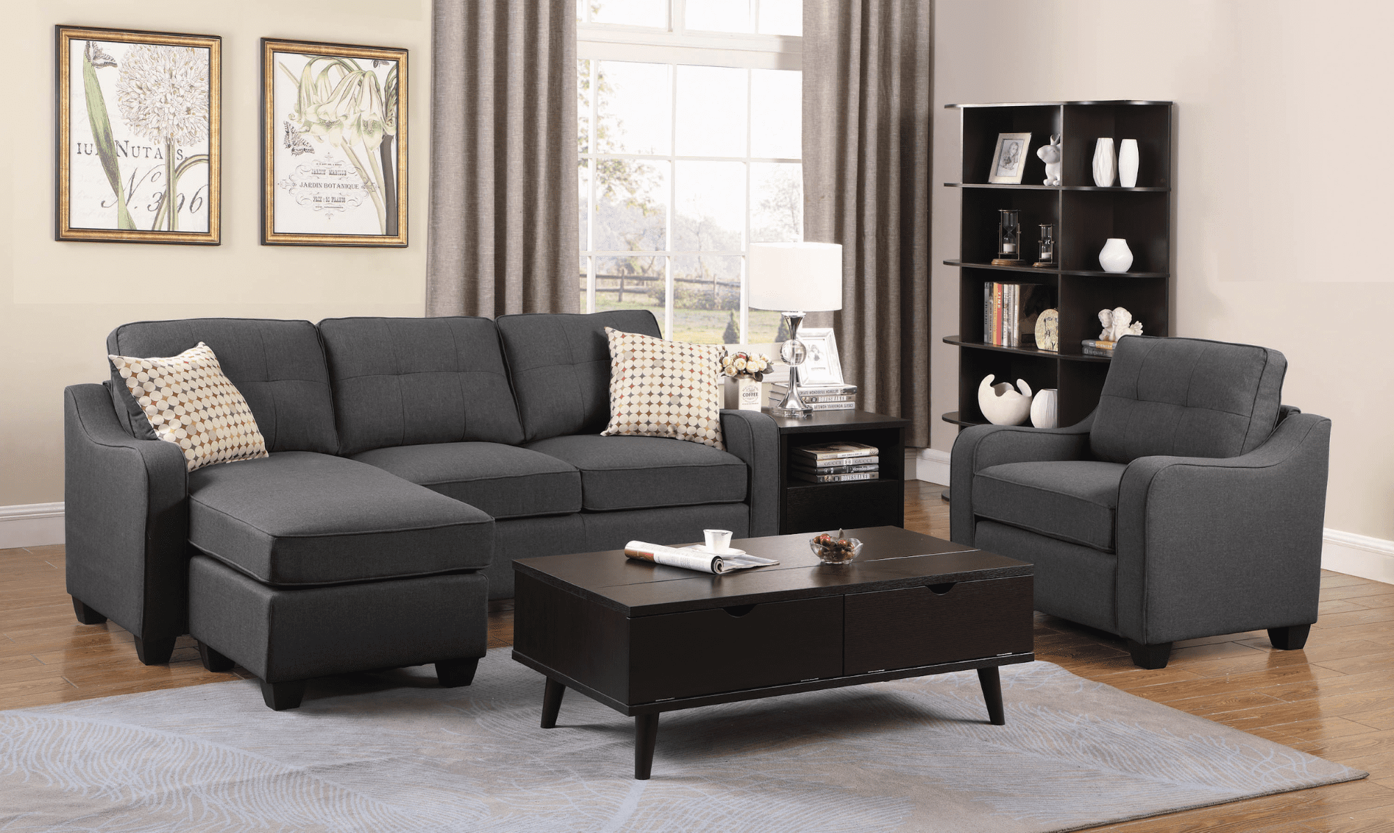 dark gray Nicolette Upholstered Tufted Sectional 