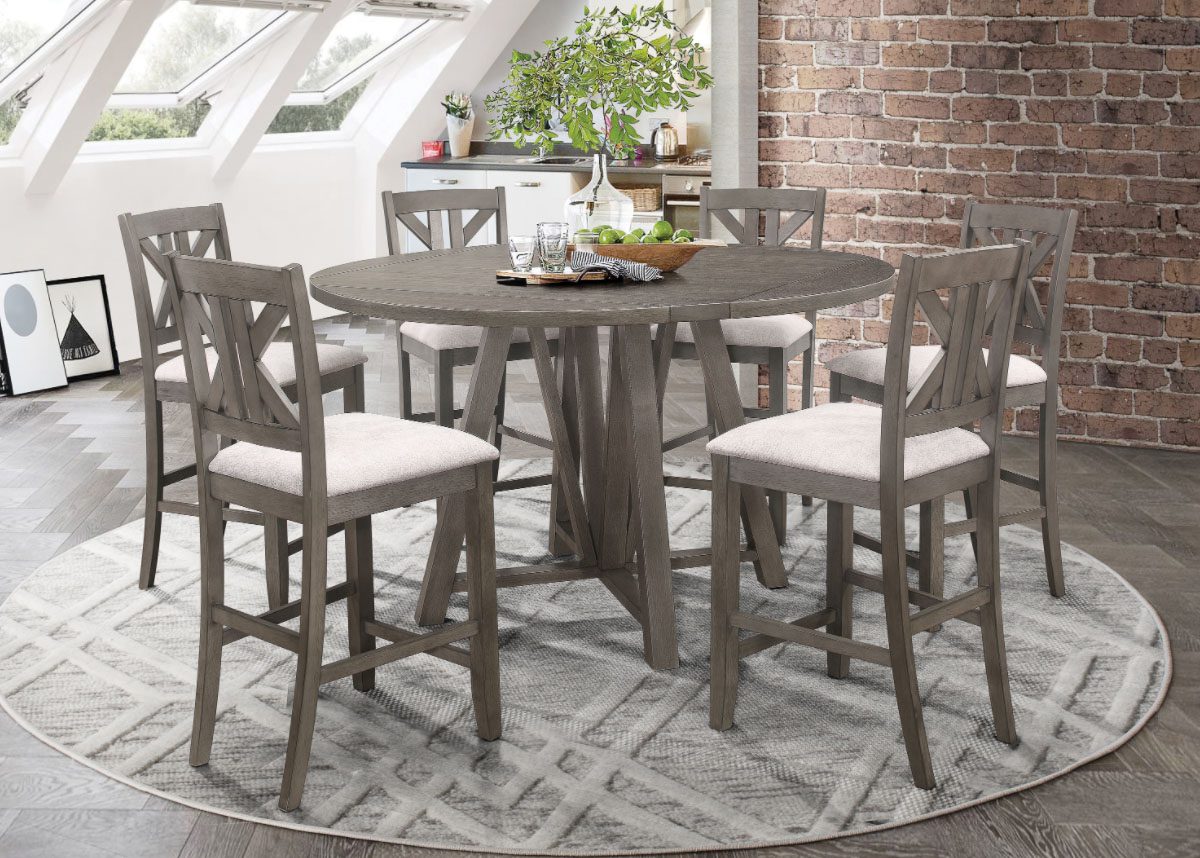 counter height table: Athens Round Counter Height Table With Drop Leaf Barn Grey