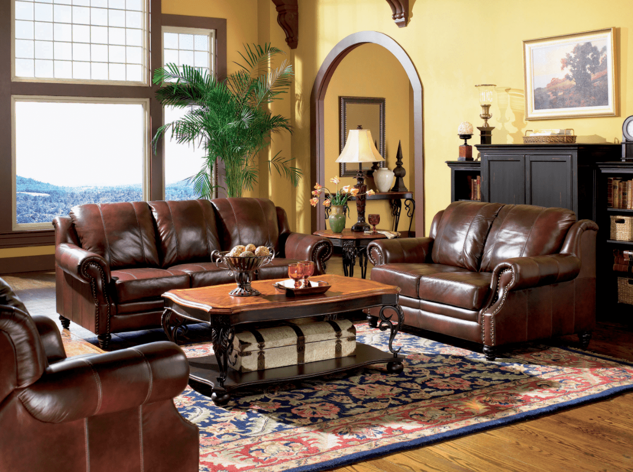 rustic furniture: Princeton rolled arm sofa burgundy