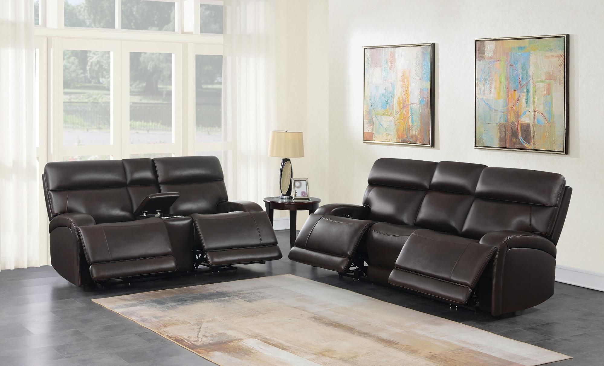 Longport 2-Piece Upholstered Power Living Room Set Dark Brown