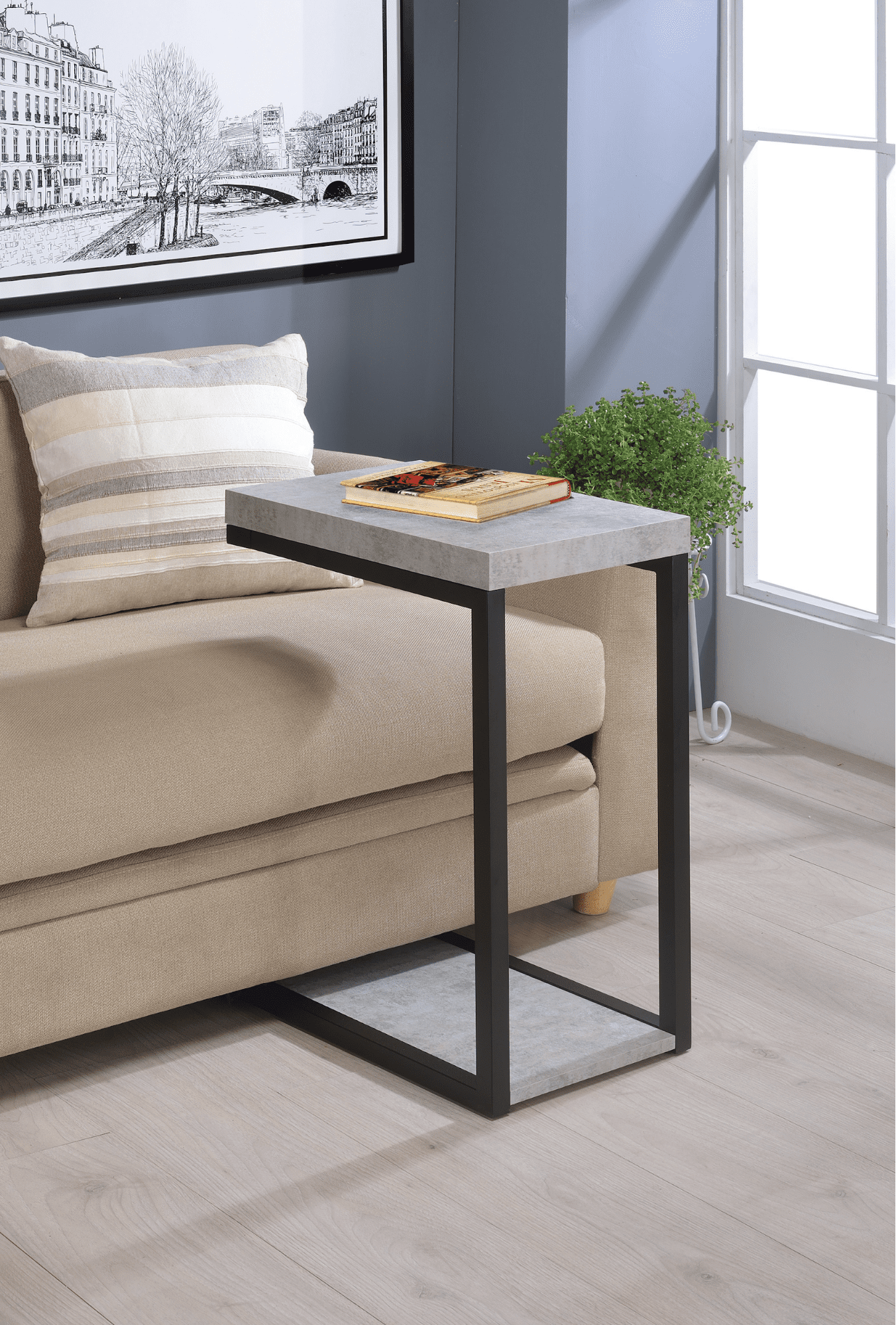 small sectional sofa with a table accent