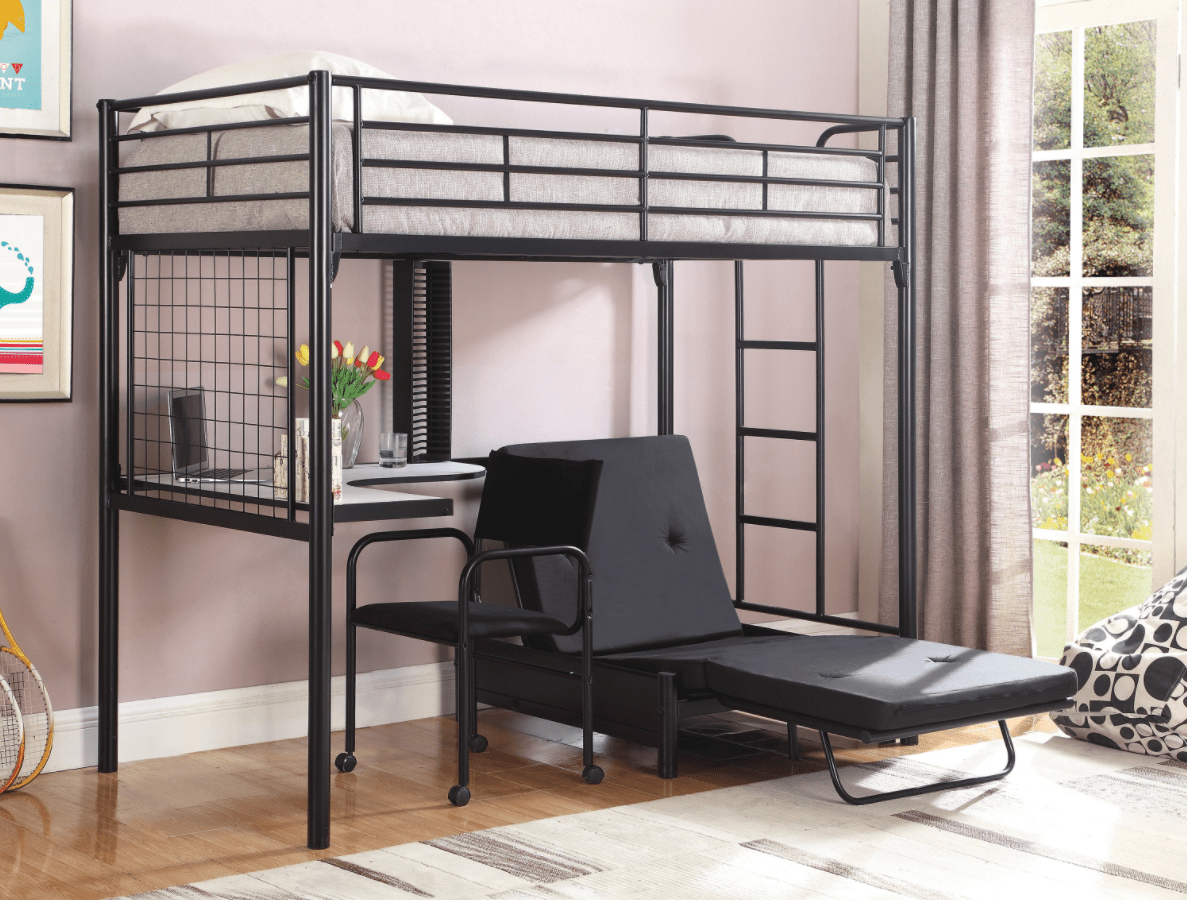 Jenner Twin Futon Workstation Loft Bed Black