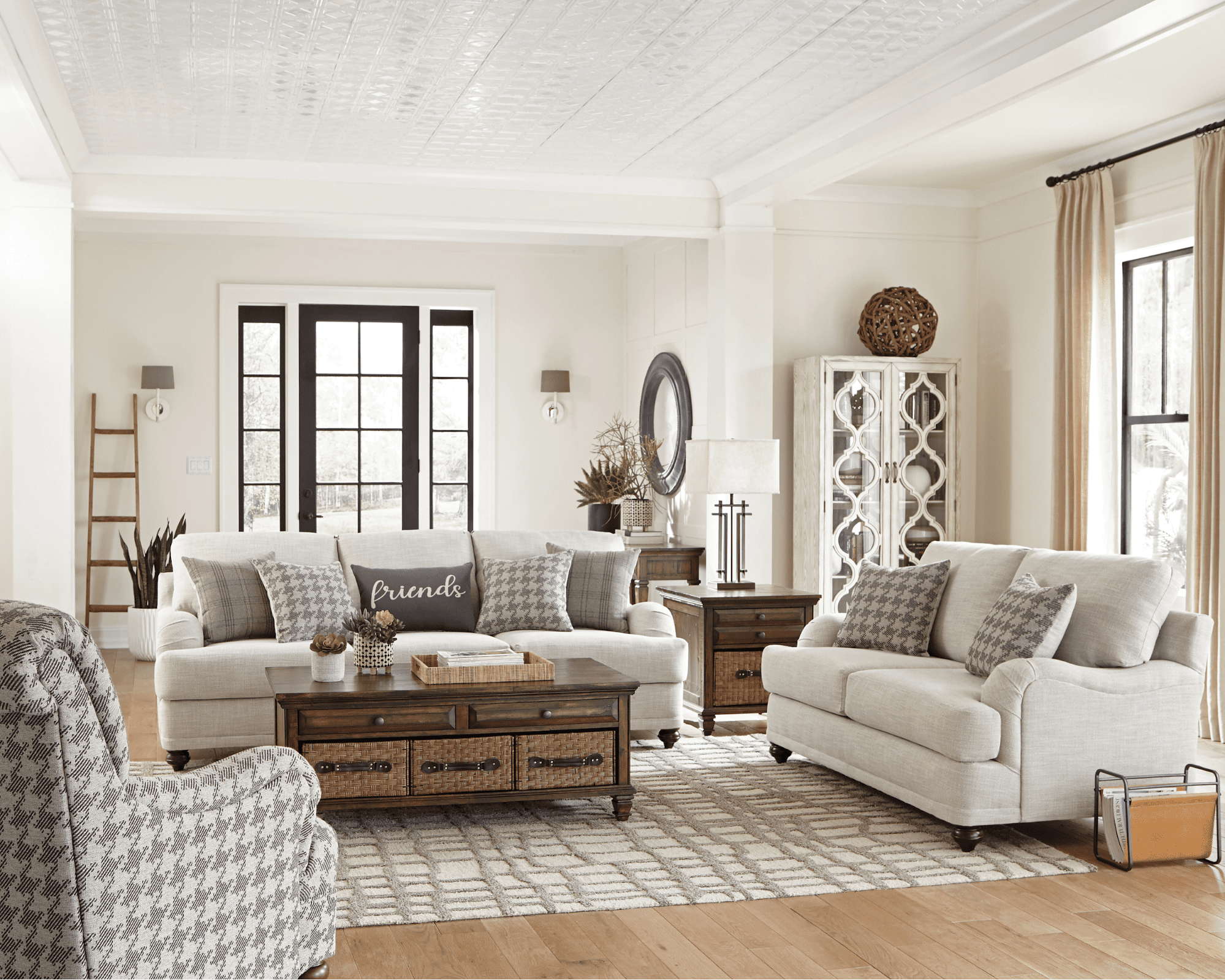 Living room layout ideas: Glenn 2-piece cushion back living room set light grey