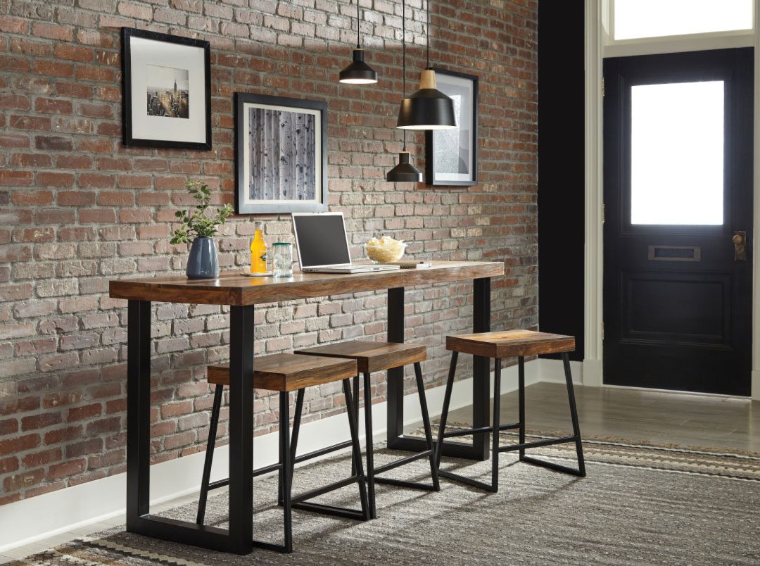 counter height table: Mindo Rectangular Counter Height Table Warm Chestnut And Matte Black