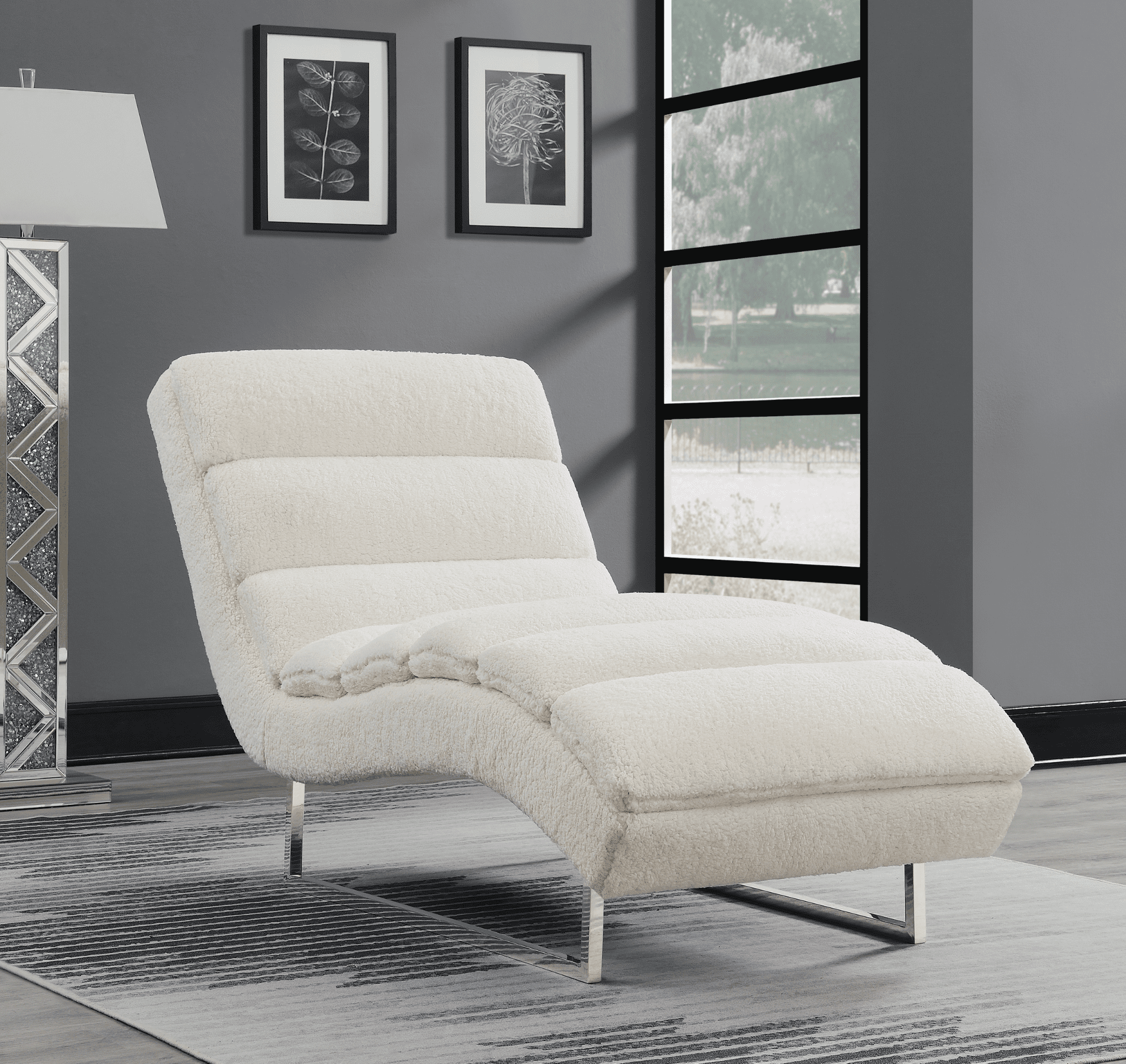 Channel Tufted Chaise White