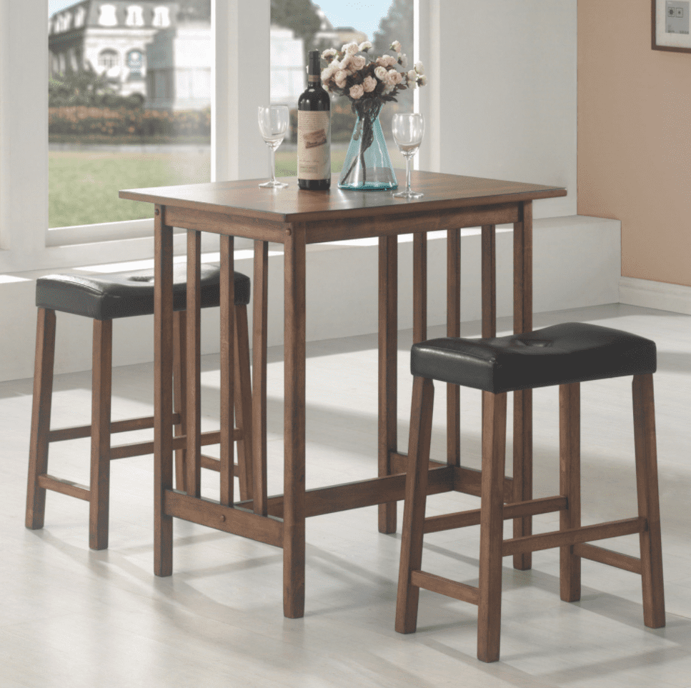 counter height dining set: 3-piece counter height set nut brown