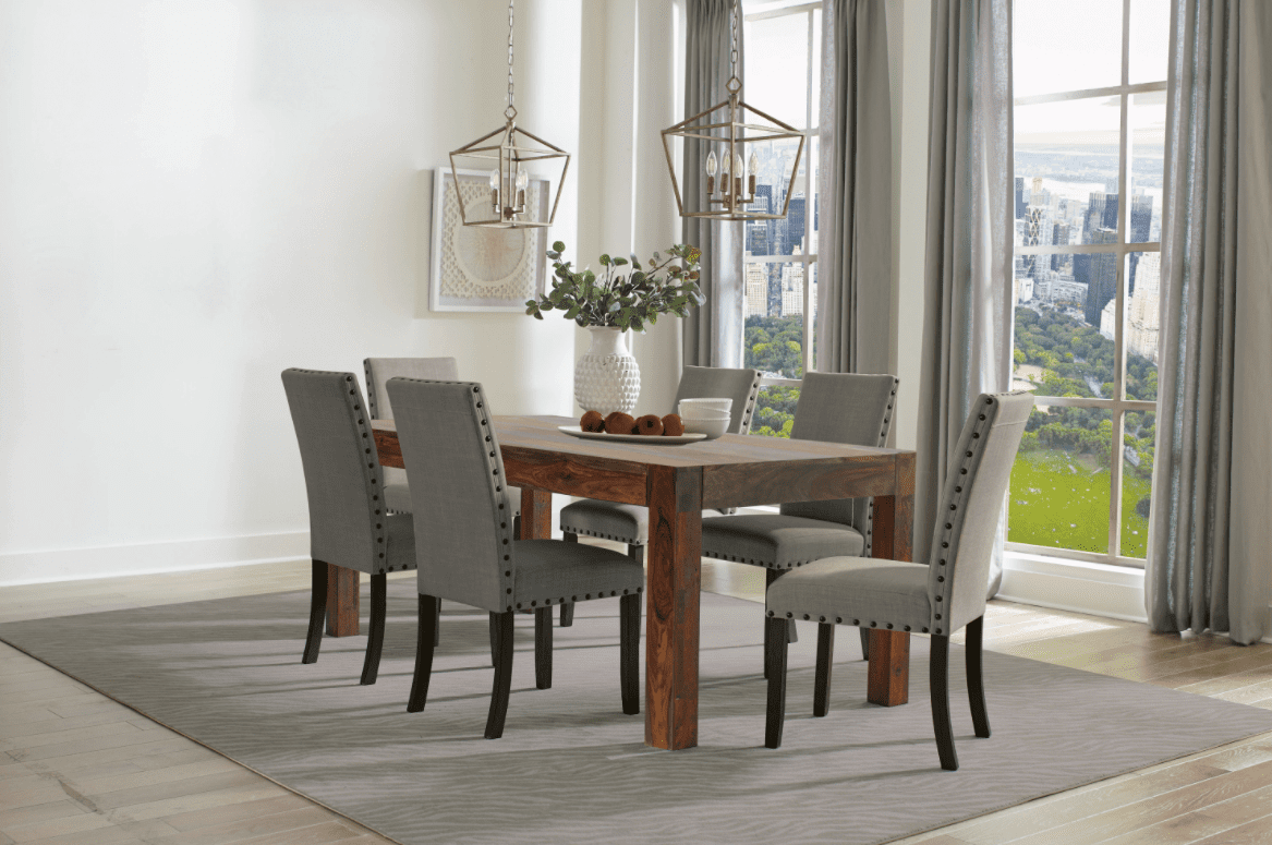 farmhouse table: Keats rectangular dining table warm chestnut