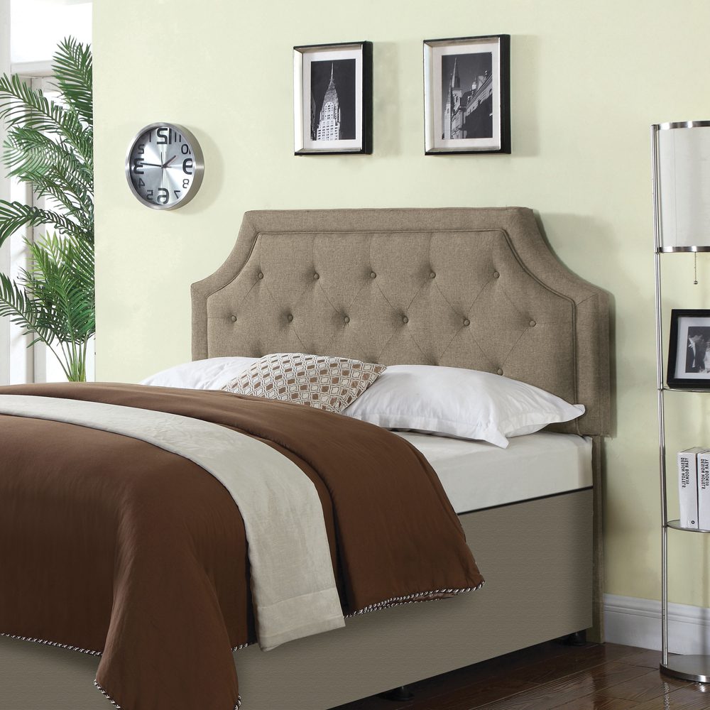 upholstered headboard: Rutherford Queen And Full Tufted Upholstered Headboard Mushroom