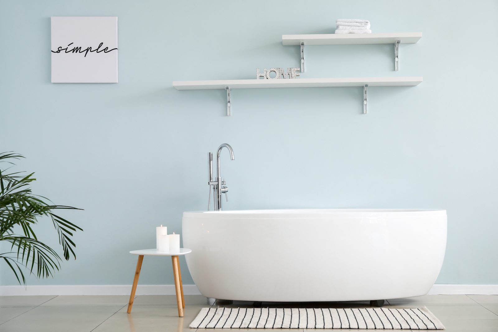 Bathroom with mint green walls