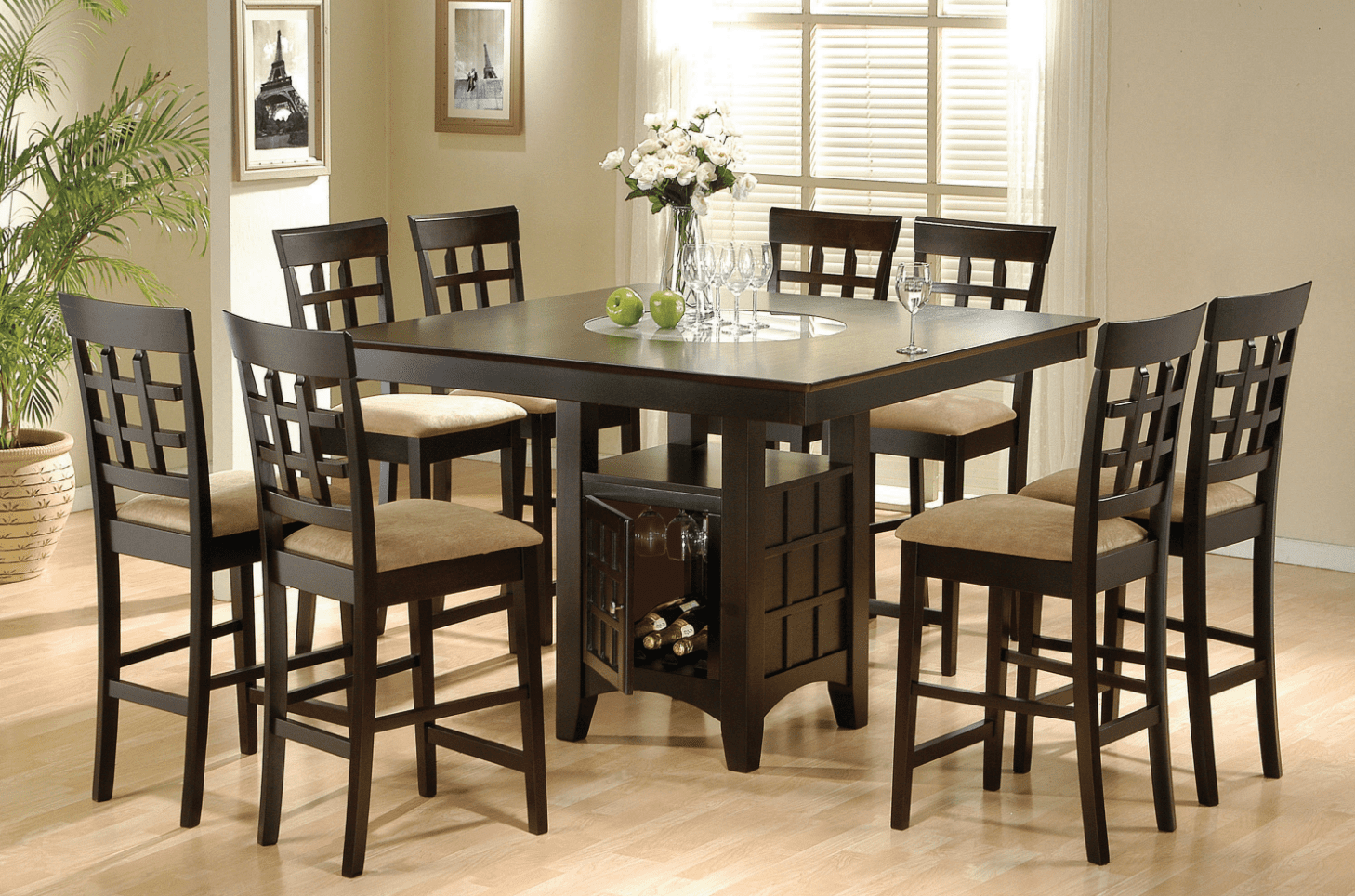 Clanton 9-piece square dining set cappuccino