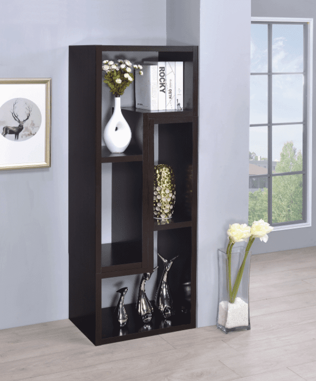 Convertible TV console and bookcase cappuccino