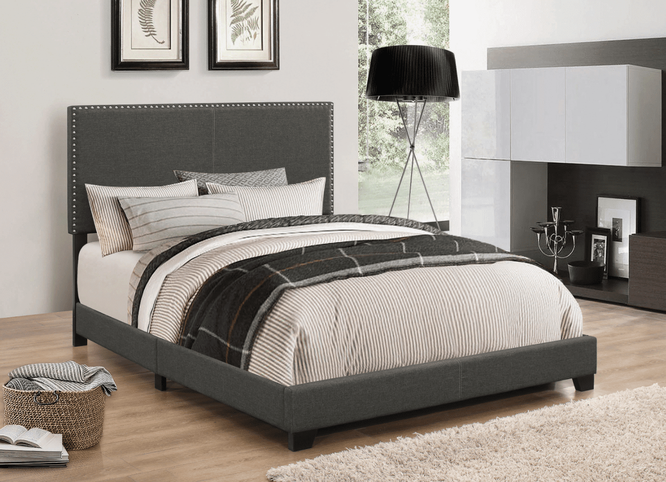 teen bedroom ideas: Boyd Full Upholstered Bed With Nailhead Trim Charcoal