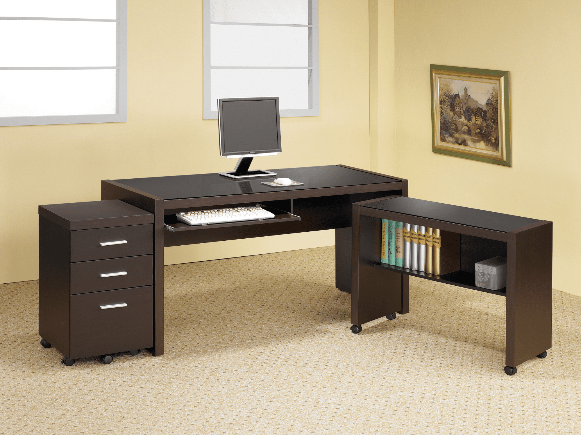 Skylar 3-drawer mobile storage cabinet cappuccino