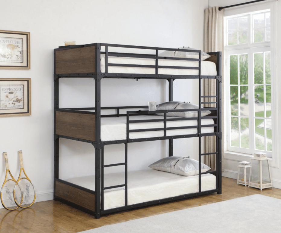 Nickerson twin triple bunk bed matte black