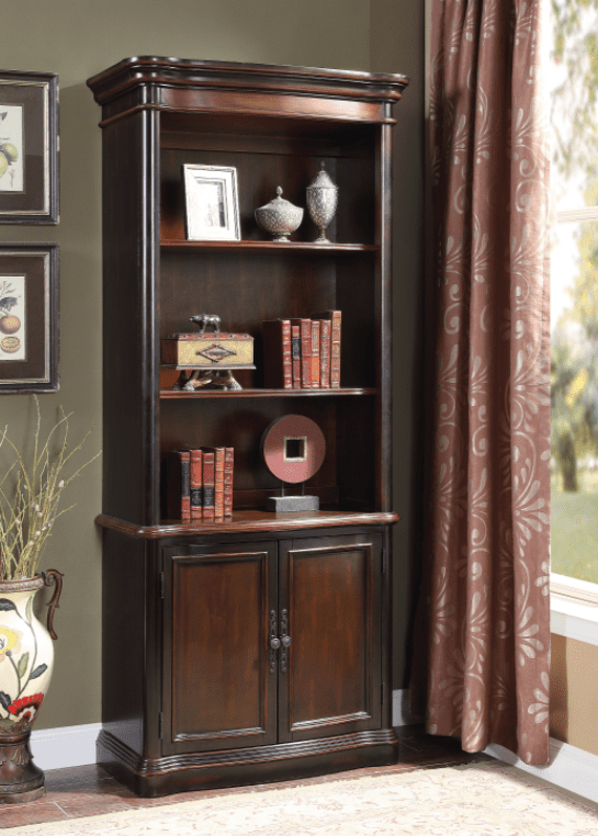 3-tier bookcase with cabinet espresso and chestnut