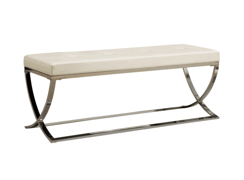 Bench With Metal Base White And Chrome