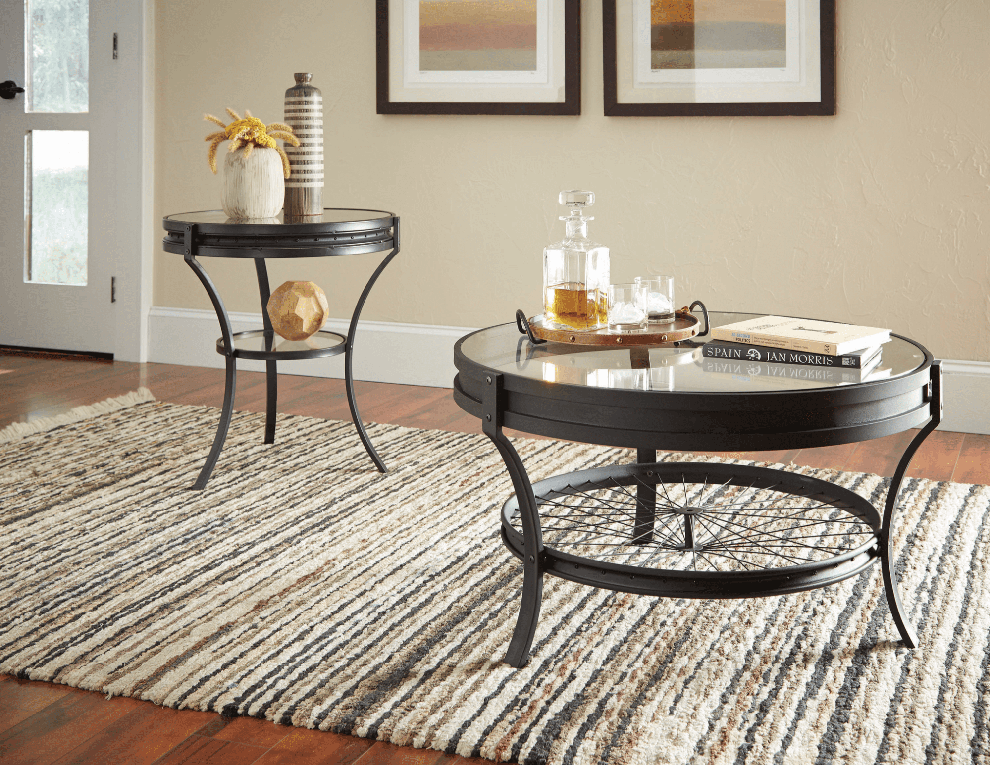 Round Glass Top Coffee Table Black