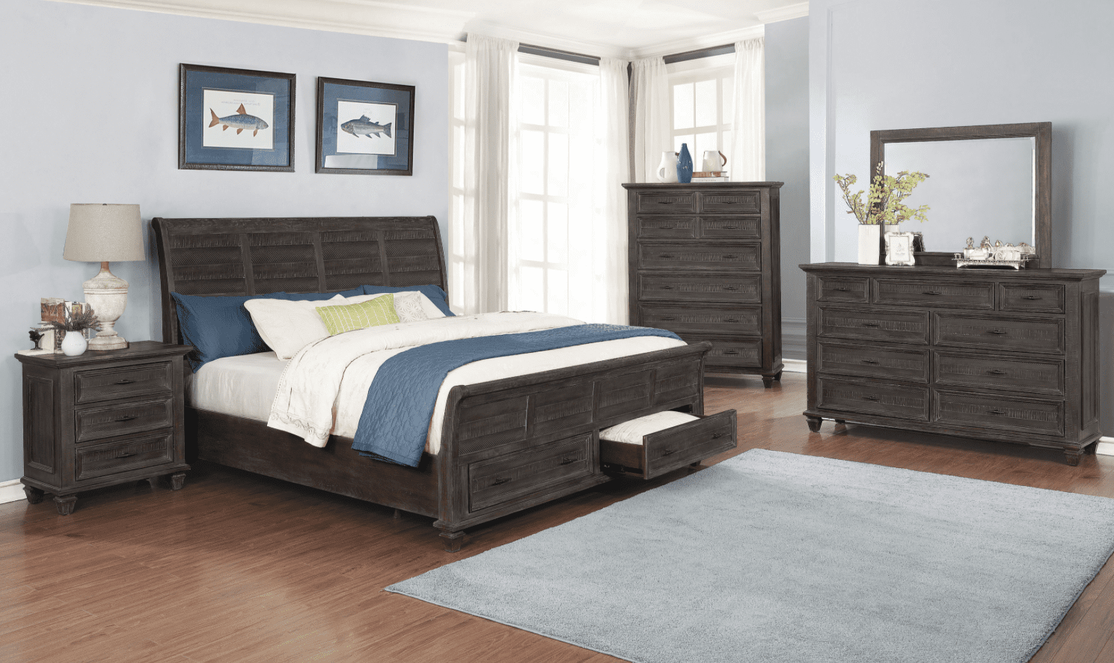 rustic furniture: Atascadero storage bedroom set weathered carbon