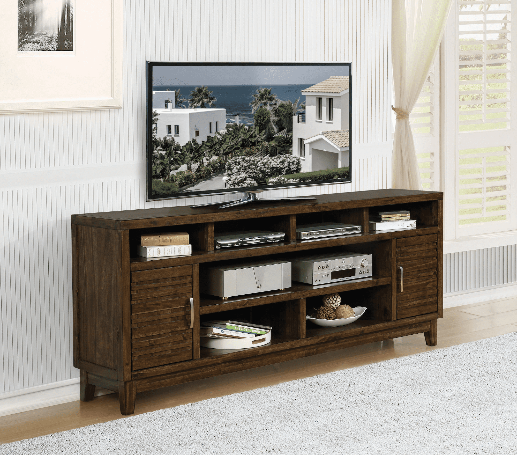 2-Door Rectangular TV Console Rustic Mindy