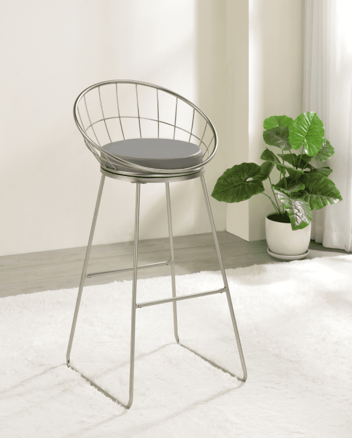 Padded Seat Bar Stools Grey And Satin Nickel