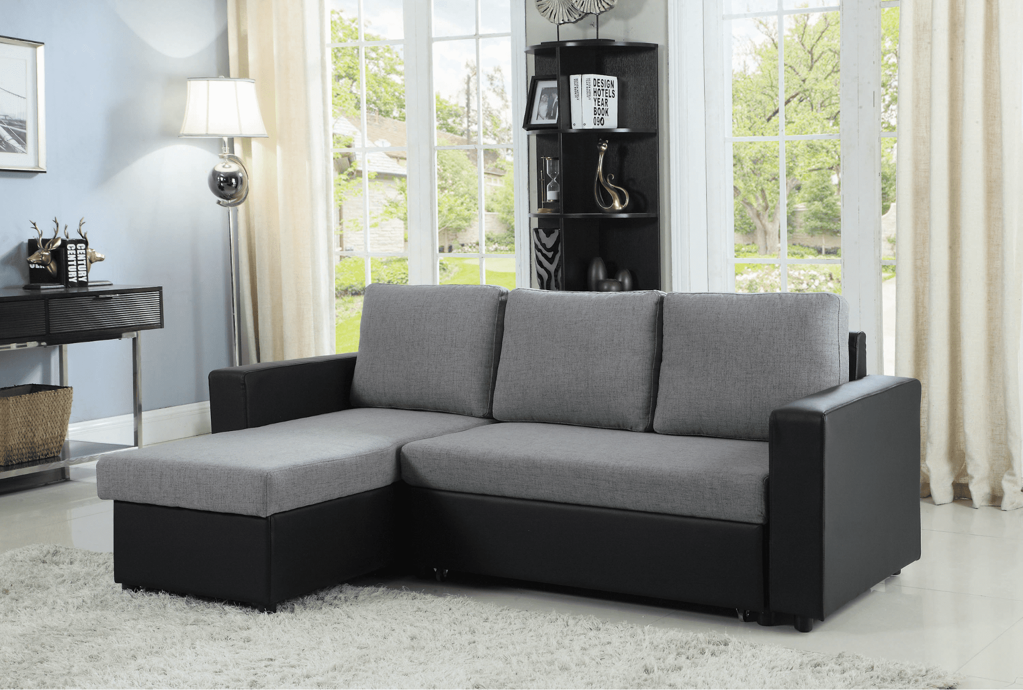 gray Everly Reversible Sleeper small sectional sofa 