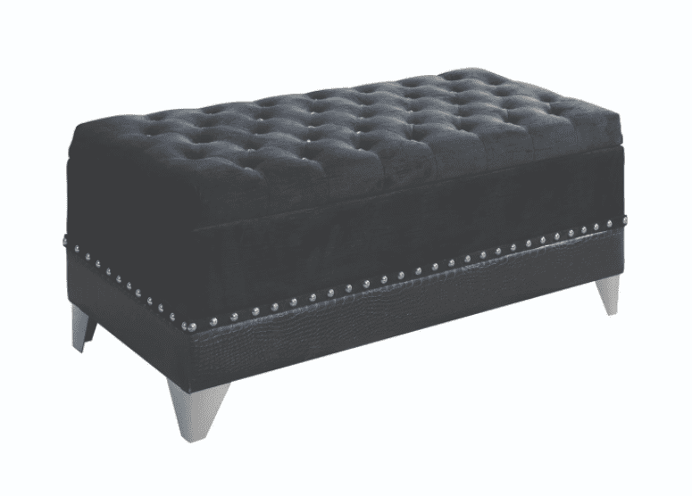 Barzini Tufted Rectangular Trunk With Nailhead Black