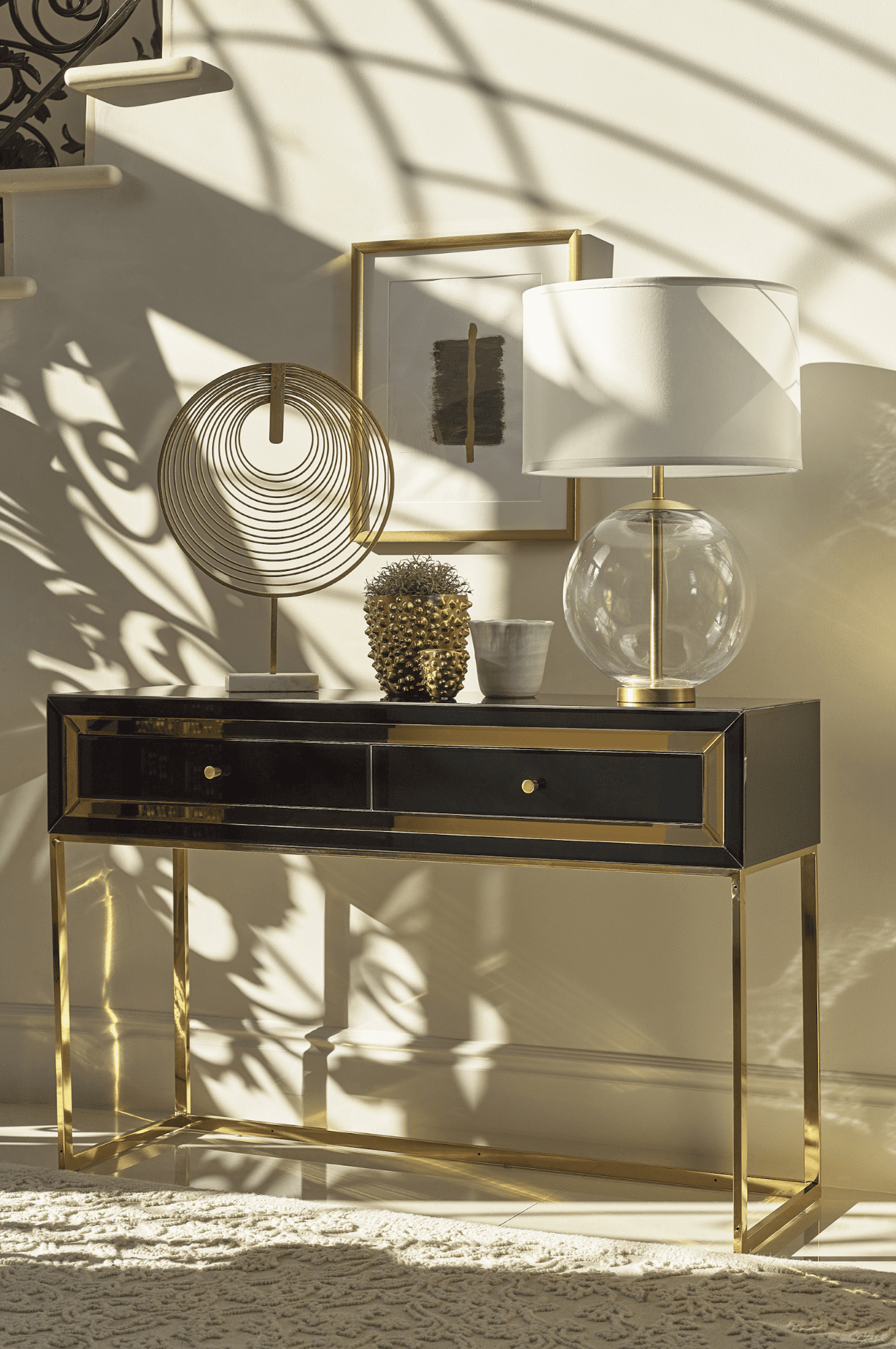 2-Drawer Console Table Black And Gold