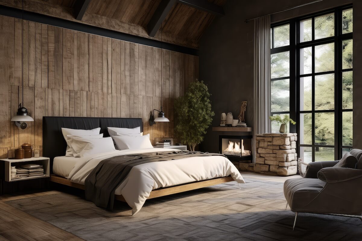 Industrial farmhouse decor-inspired bedroom