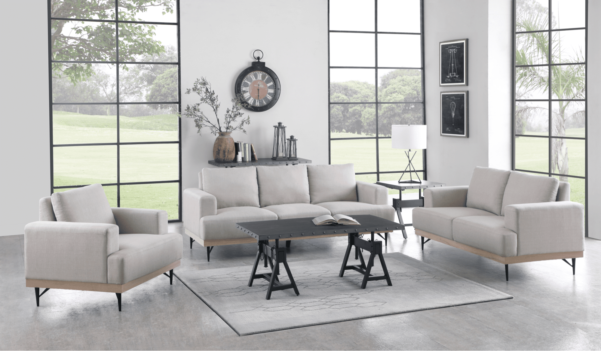 modern living room: Kester recessed track arm sofa from Coaster