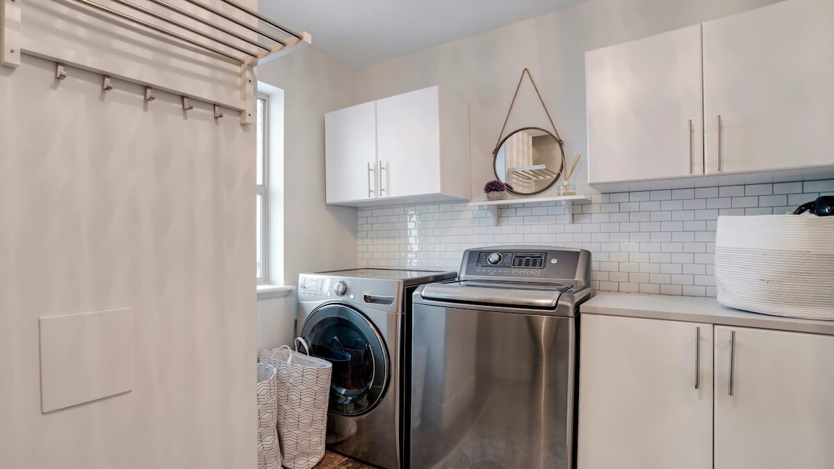 Laundry room with cabinets