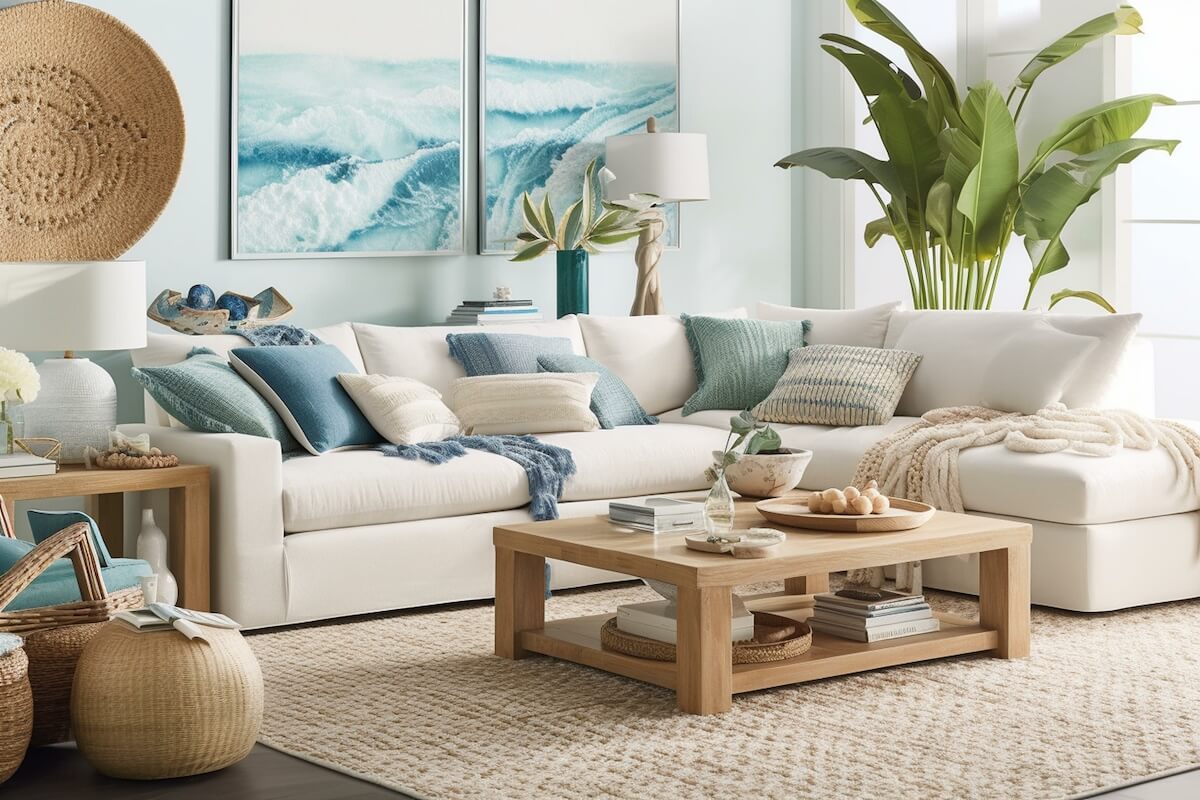 Ocean-themed living room