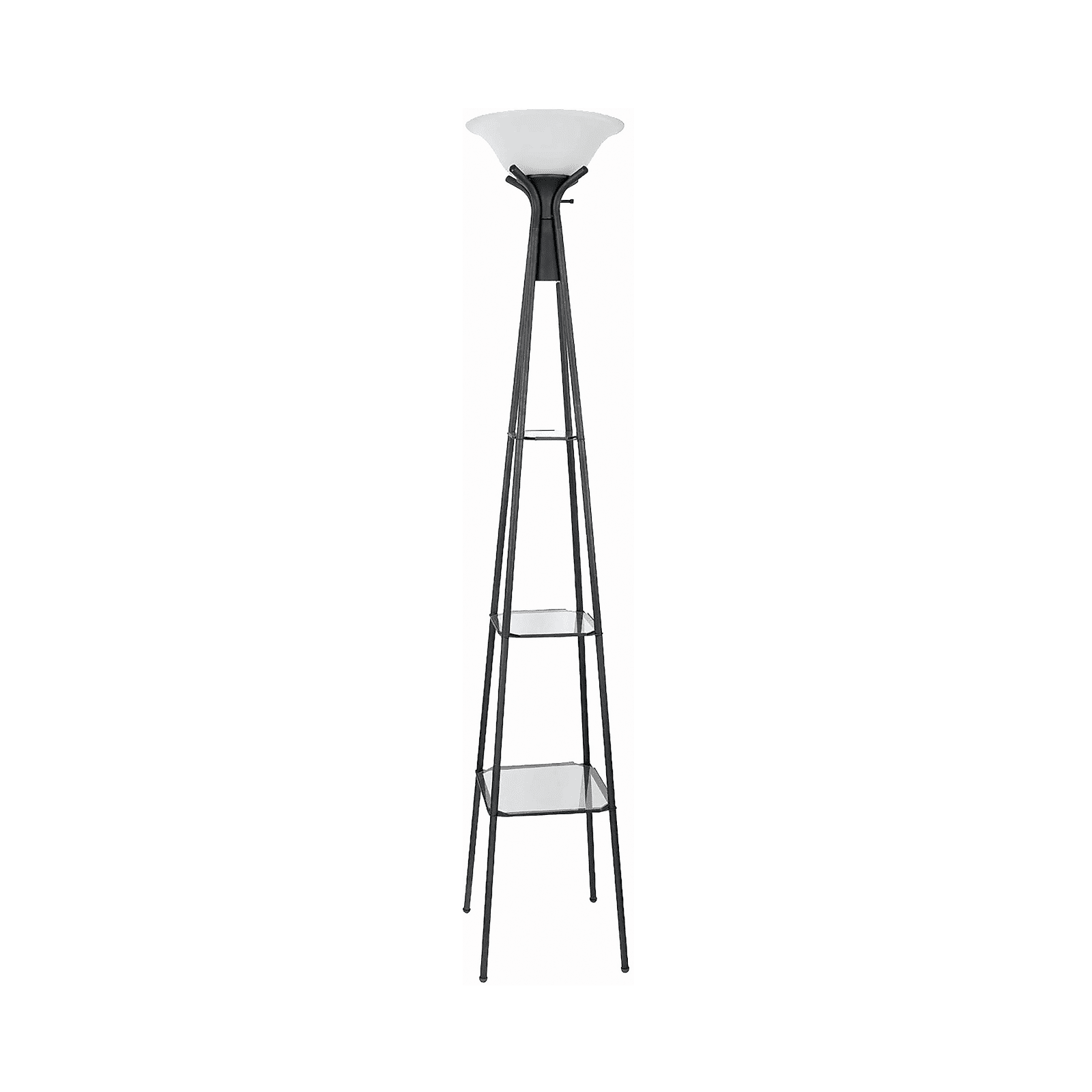 Versatile shelf tower floor lamp charcoal black