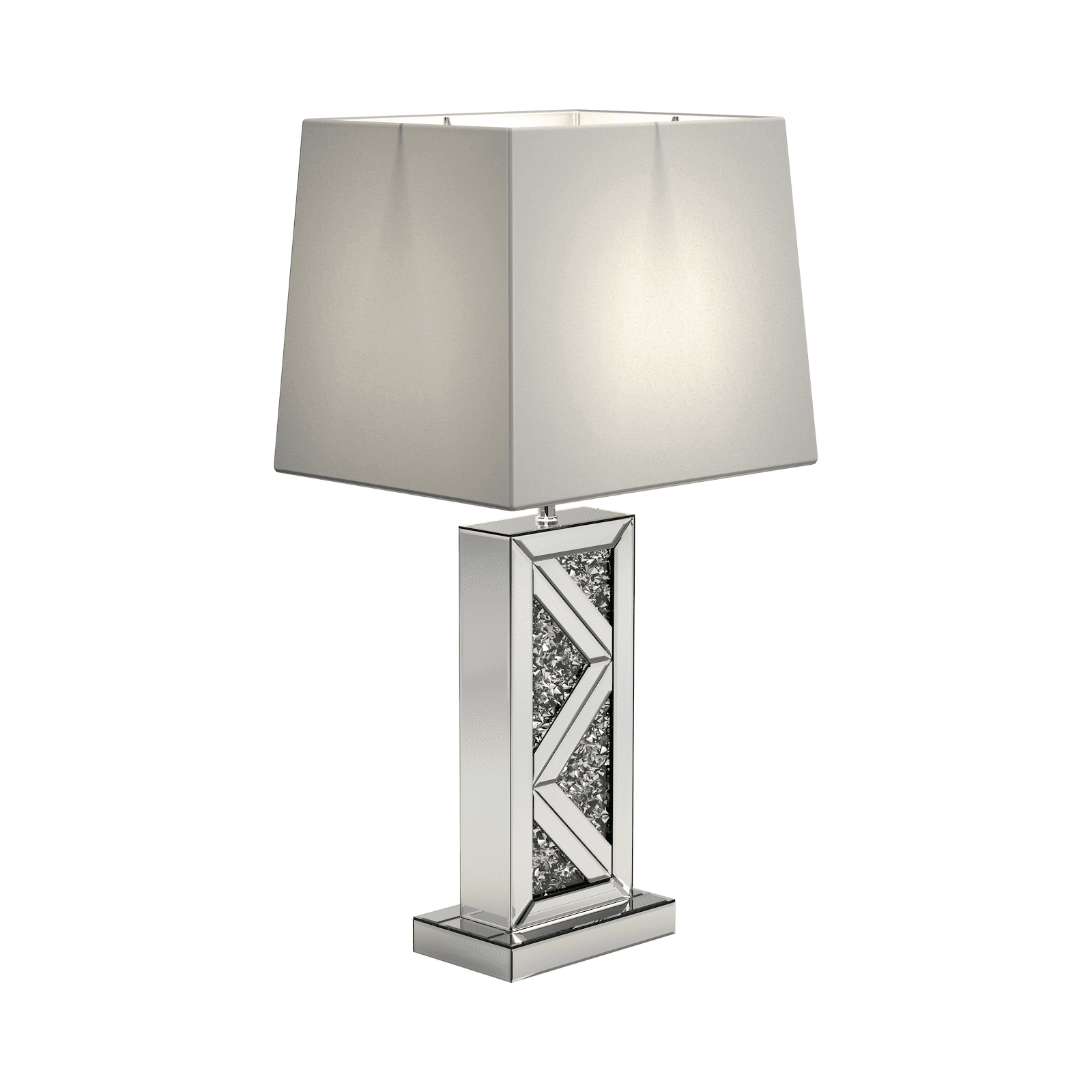 Geometric base table lamp silver
