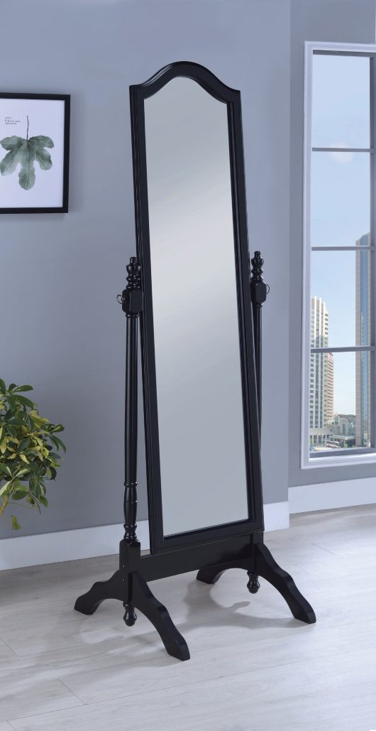 Rectangular cheval mirror with arched top black