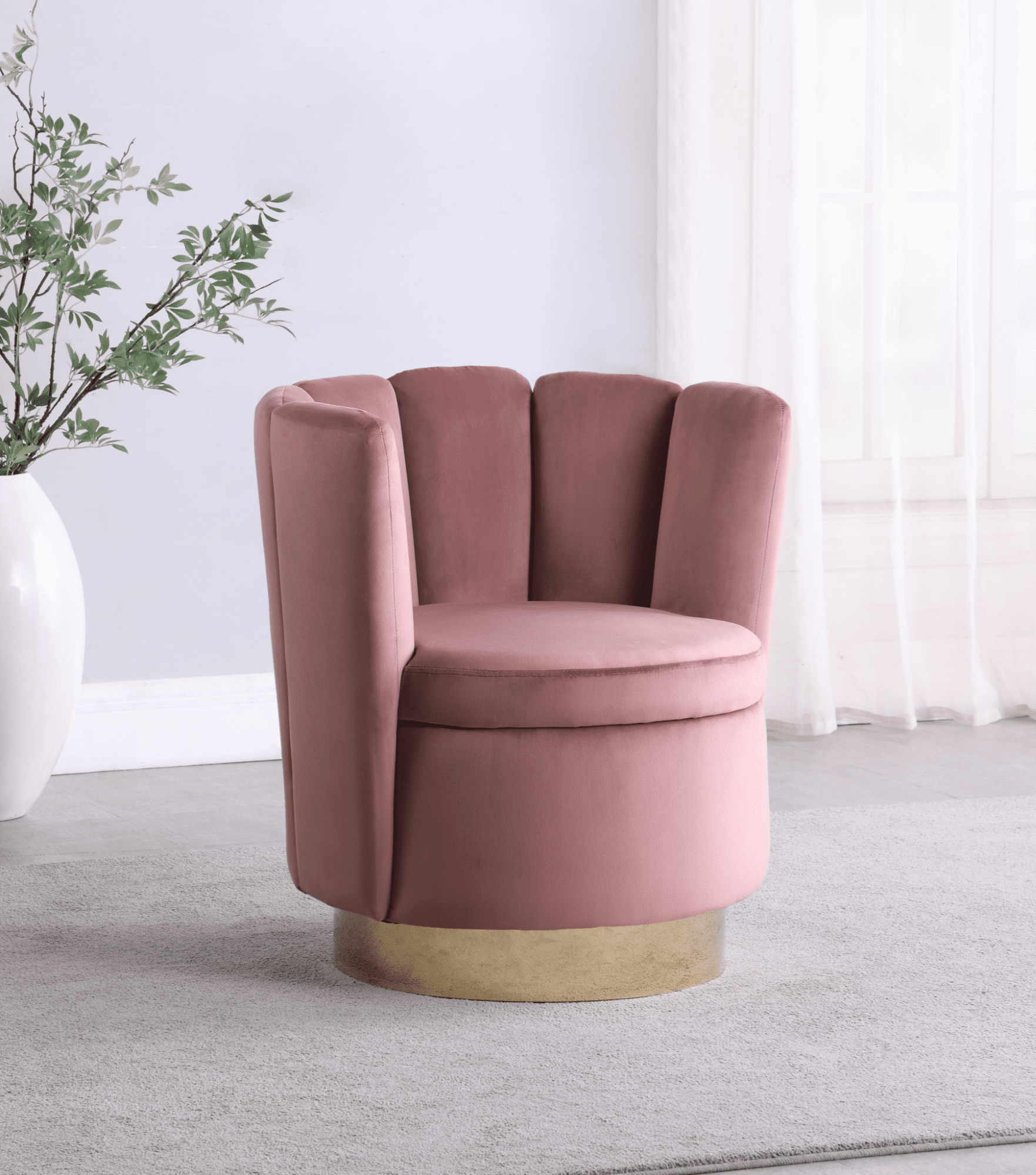 swivel dining chairs: Channeled Tufted Swivel Chair Rose And Gold